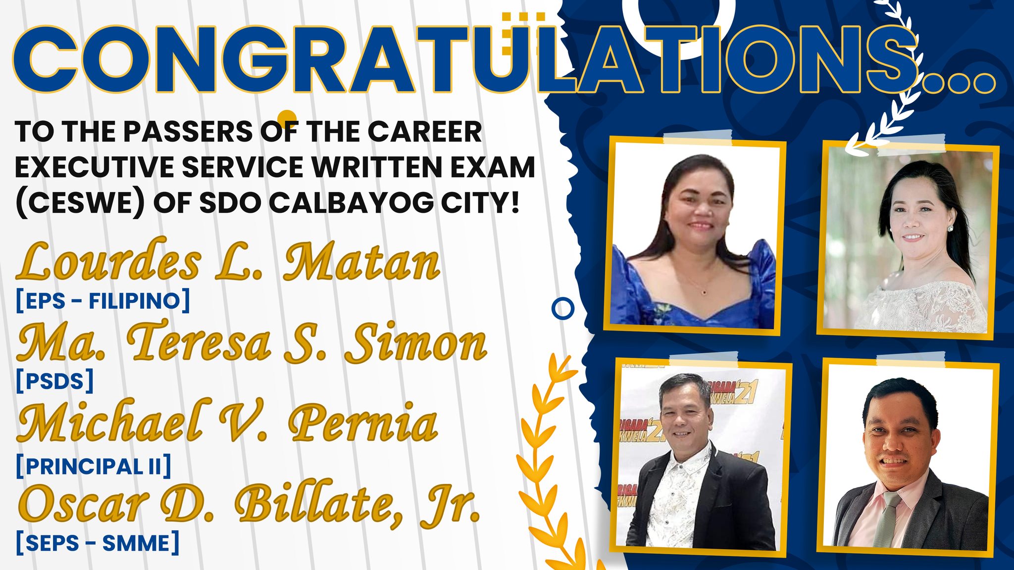 Congratulations To The Ceswe Passers Of Sdo Calbayog City Sdo Calbayog